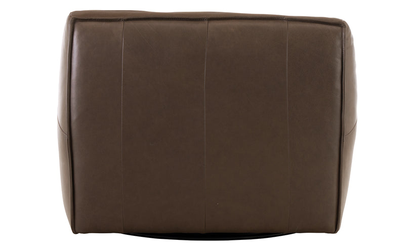 Brown leather ottoman on a white background